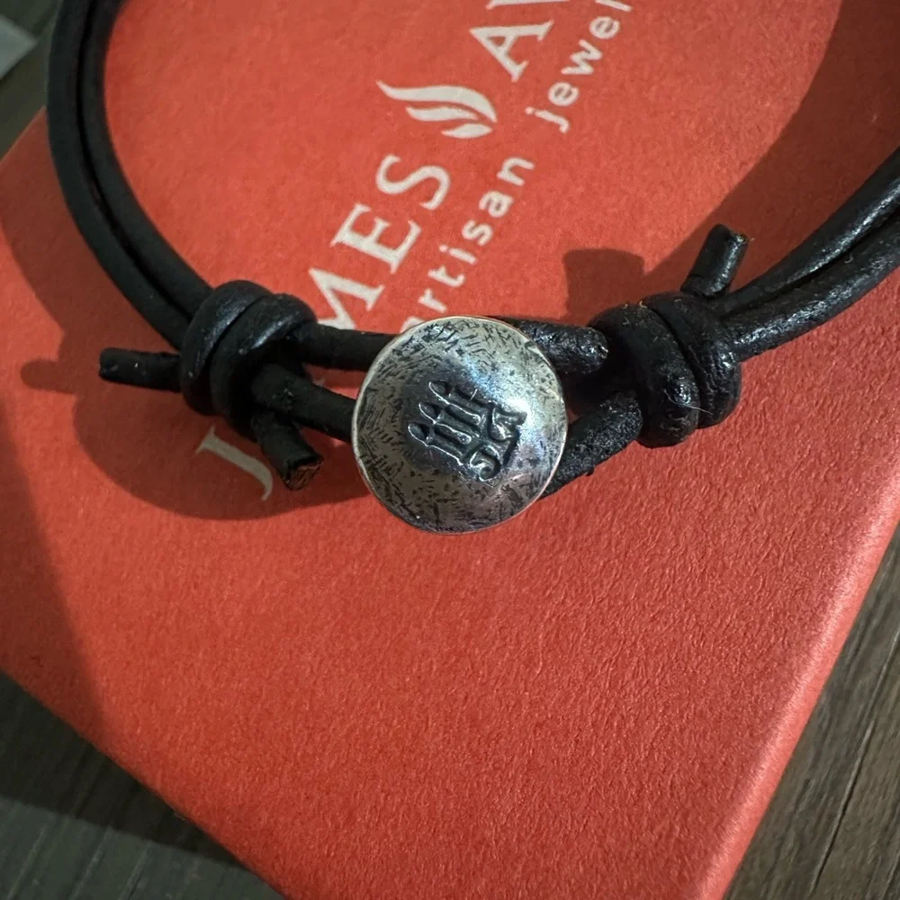 RETIRED James Avery Black Leather Charm Bracelet